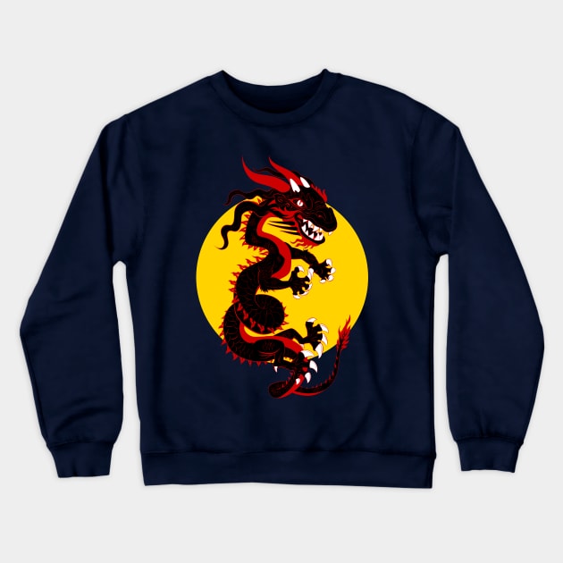 Black Dragon Crewneck Sweatshirt by cartoonasaurus